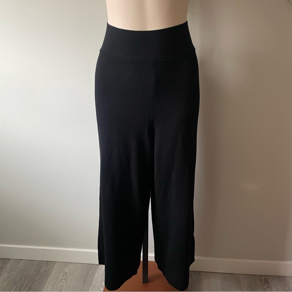 Anthropologie Merino Wool Blend Knit Wide Leg Sweater Pants Black Size Large